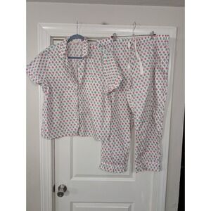 J. Crew Cotton pajama set with cropped pants Women's 2X floral cottagecore prep